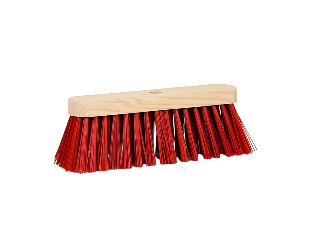 Luva straatbezem hout kunstvezel rood 29cm