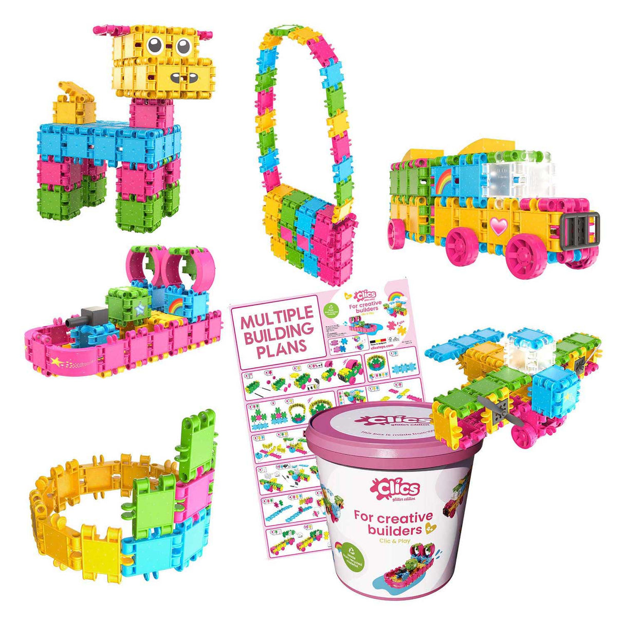 CLICS Building Blocks - Glitter Bouwset 8in1