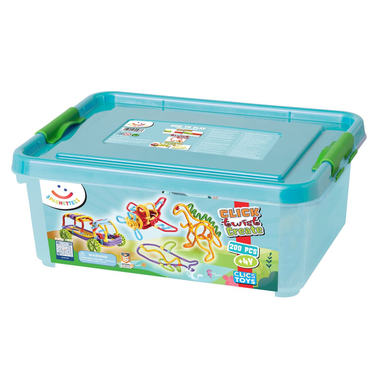 Spaghettez 3D Art Flexible Building Rods Storage Box, 200dlg.