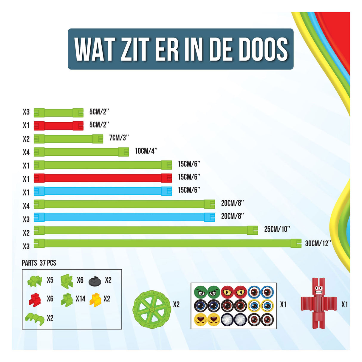 Pružné stavební tyče Clics twist-a-saurus rex, 64 ks.