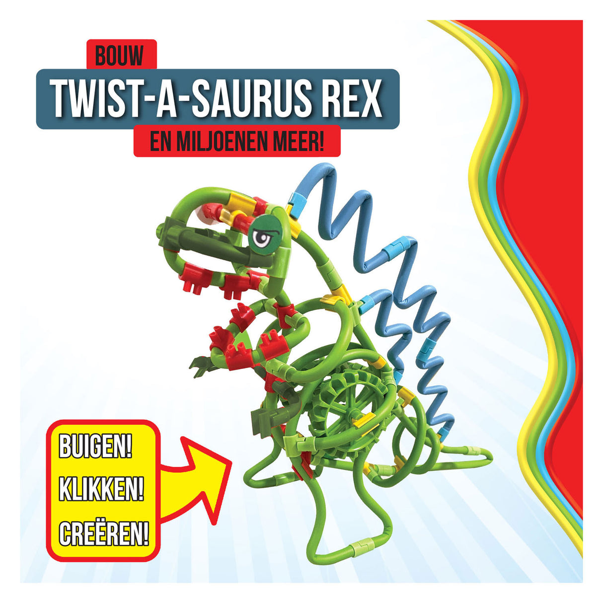 Pružné stavební tyče Clics twist-a-saurus rex, 64 ks.