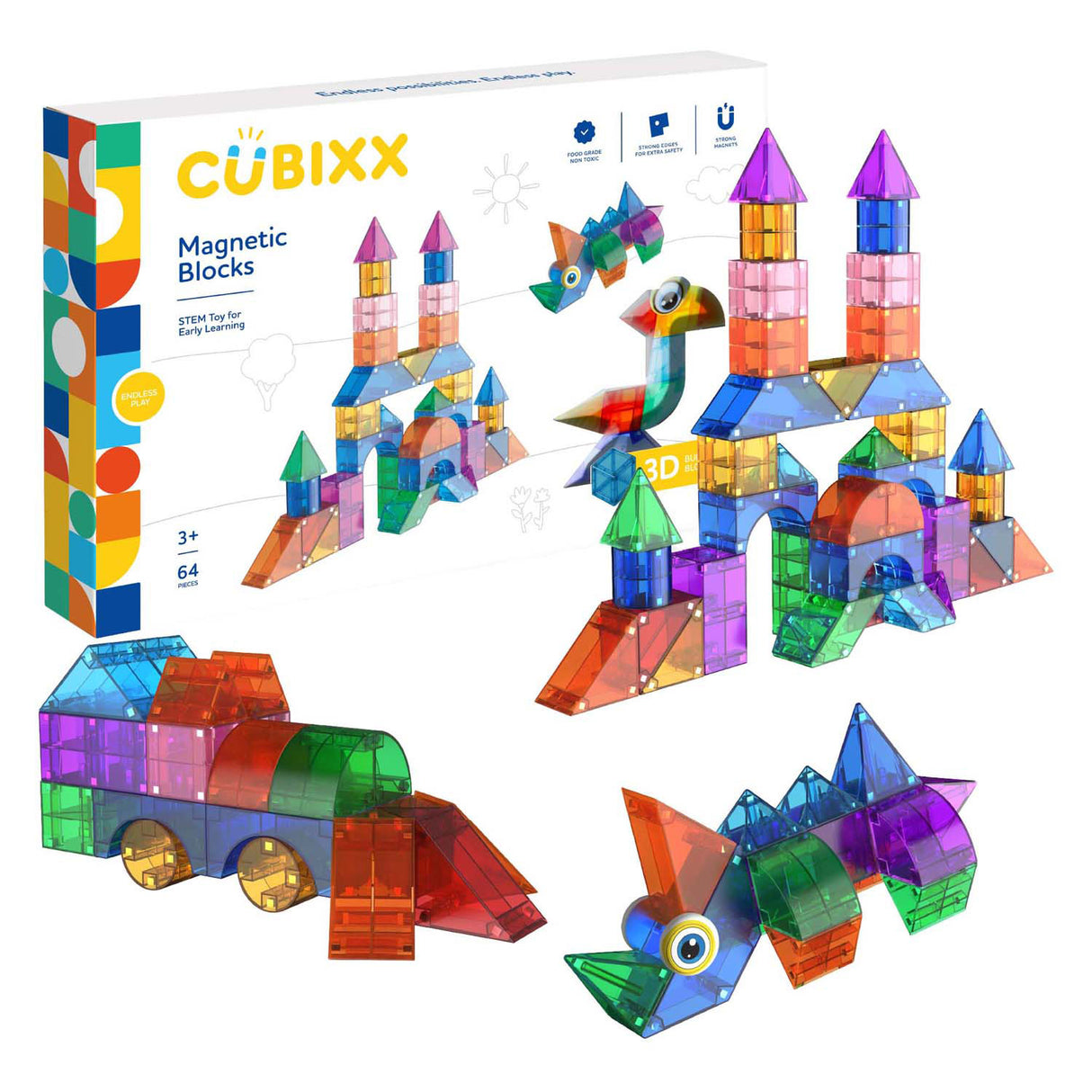 Cubixx magnetic building toys - 64 pieces.