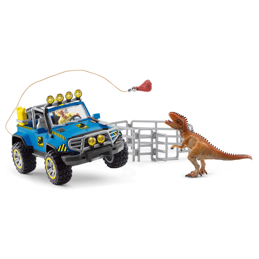 Schleich dinosaurs off-road vehicle with dino guard post 41464