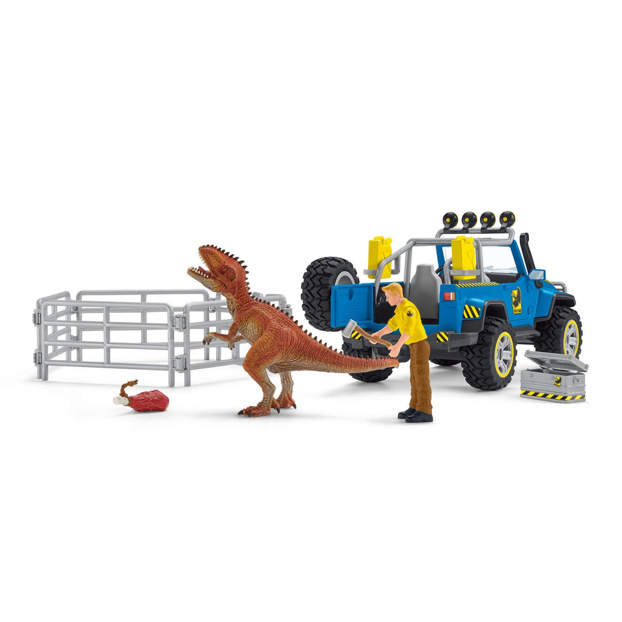 Schleich dinosaurs off-road vehicle with dino guard post 41464