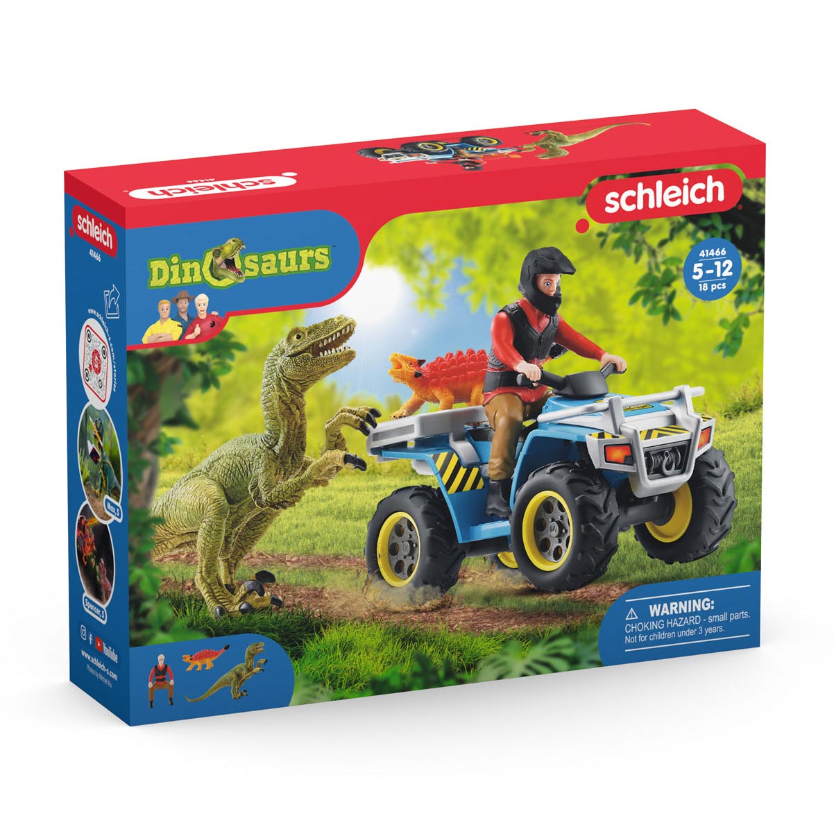 Le vol de Schleich Dinosaur depuis Velociraptor sur quad 41466