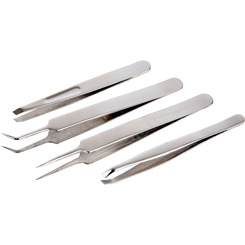 Creativ company pincet set, l: 9-12 cm, 4 stuk 1 doos