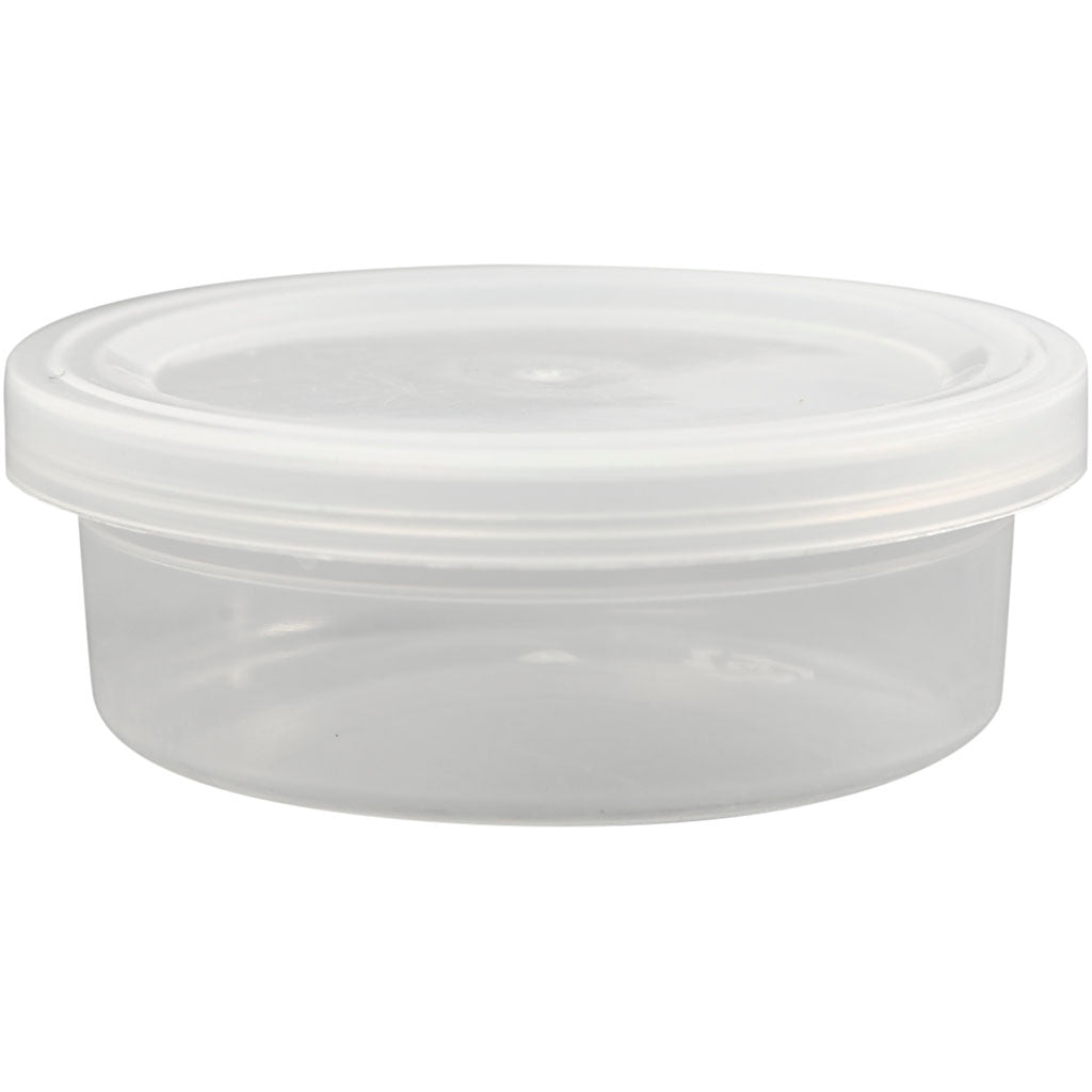 Creativ company plastic jar with lid, h: 24 mm, d 68 mm, 45 ml, 20 pieces 1 box