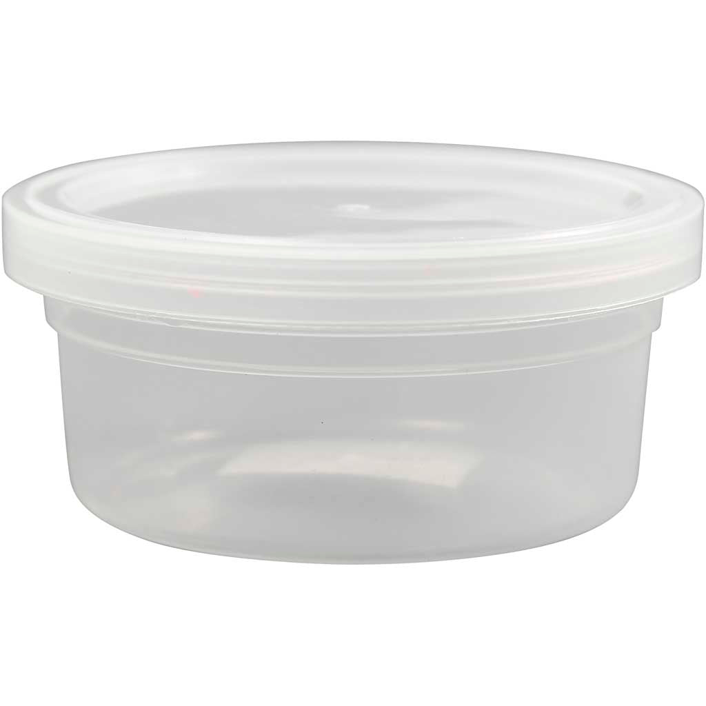 Creativ company plastic jar with lid, h: 38 mm, d 84 mm, 125 ml, 20 pieces 1 box