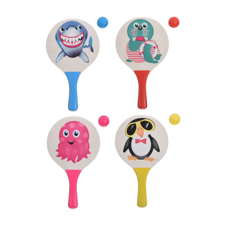 Beachball set marine animals, made of wood