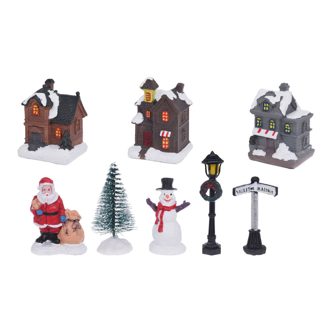 Village de Noël avec LED, 10dlg.