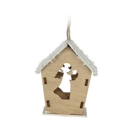 Wooden Christmas Hanging House with LED