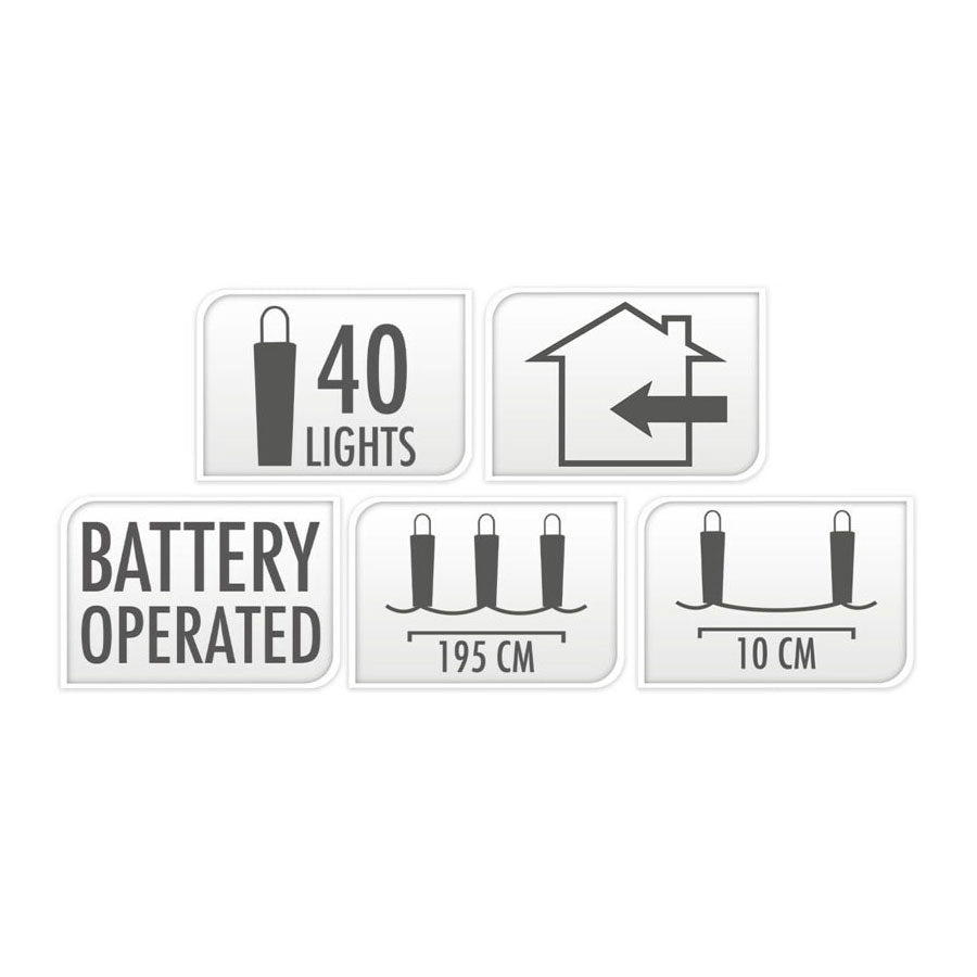 LED light string silver wire, 195cm - colored