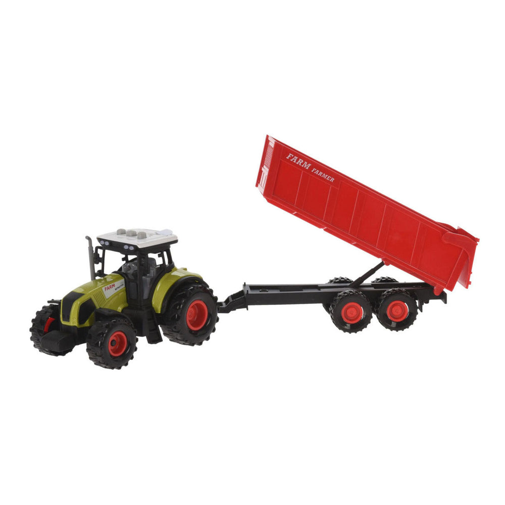 Tractor tedder with two trailers