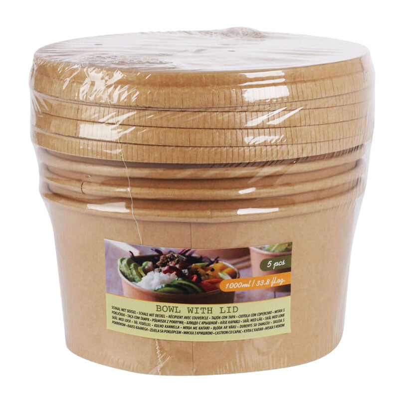 Skål med låg, sæt på 5