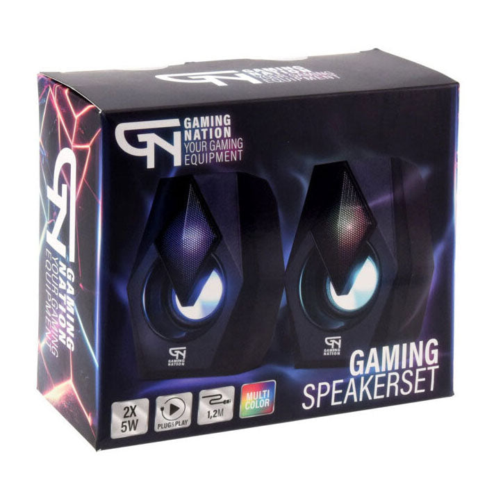 Color-changing gaming speaker set, 2-piece.