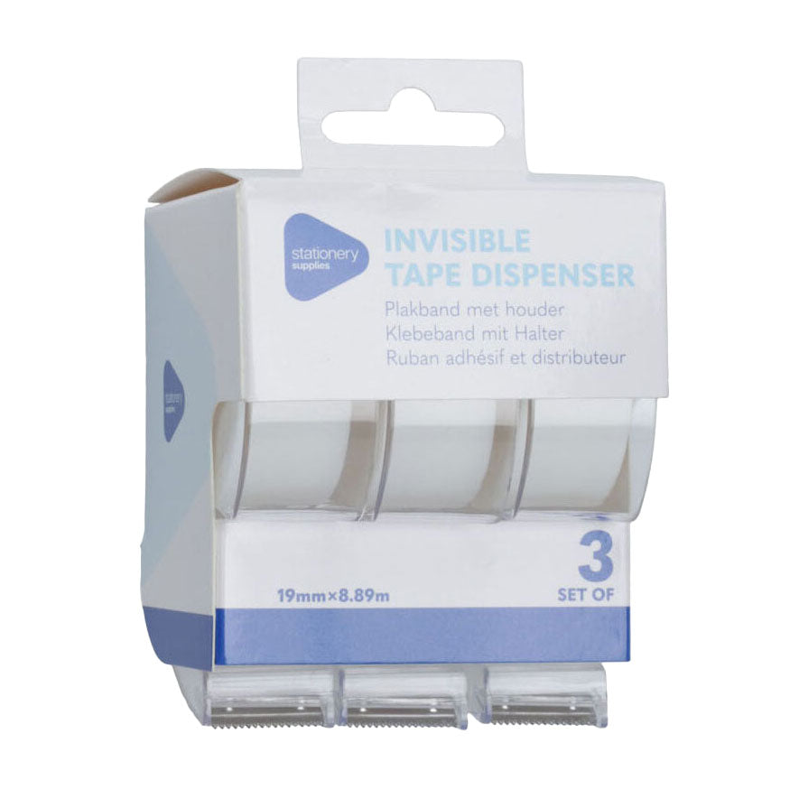 Tape dispenser with adhesive tape, set of 3