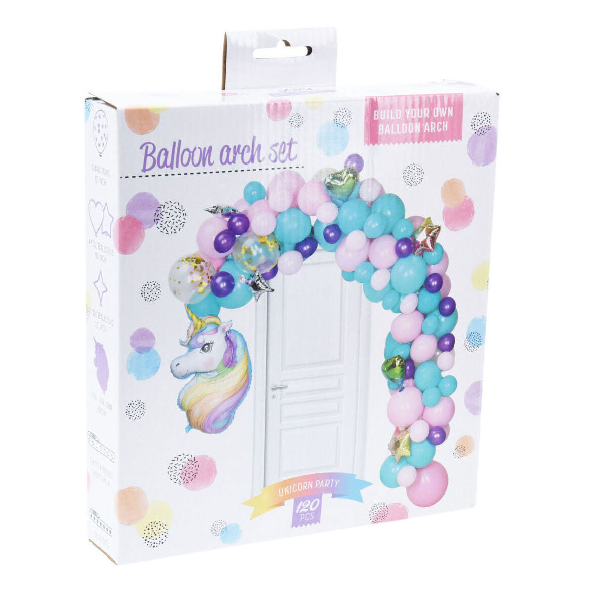 Construisez votre propre ensemble d'arches de ballons licorne, 120 pcs.