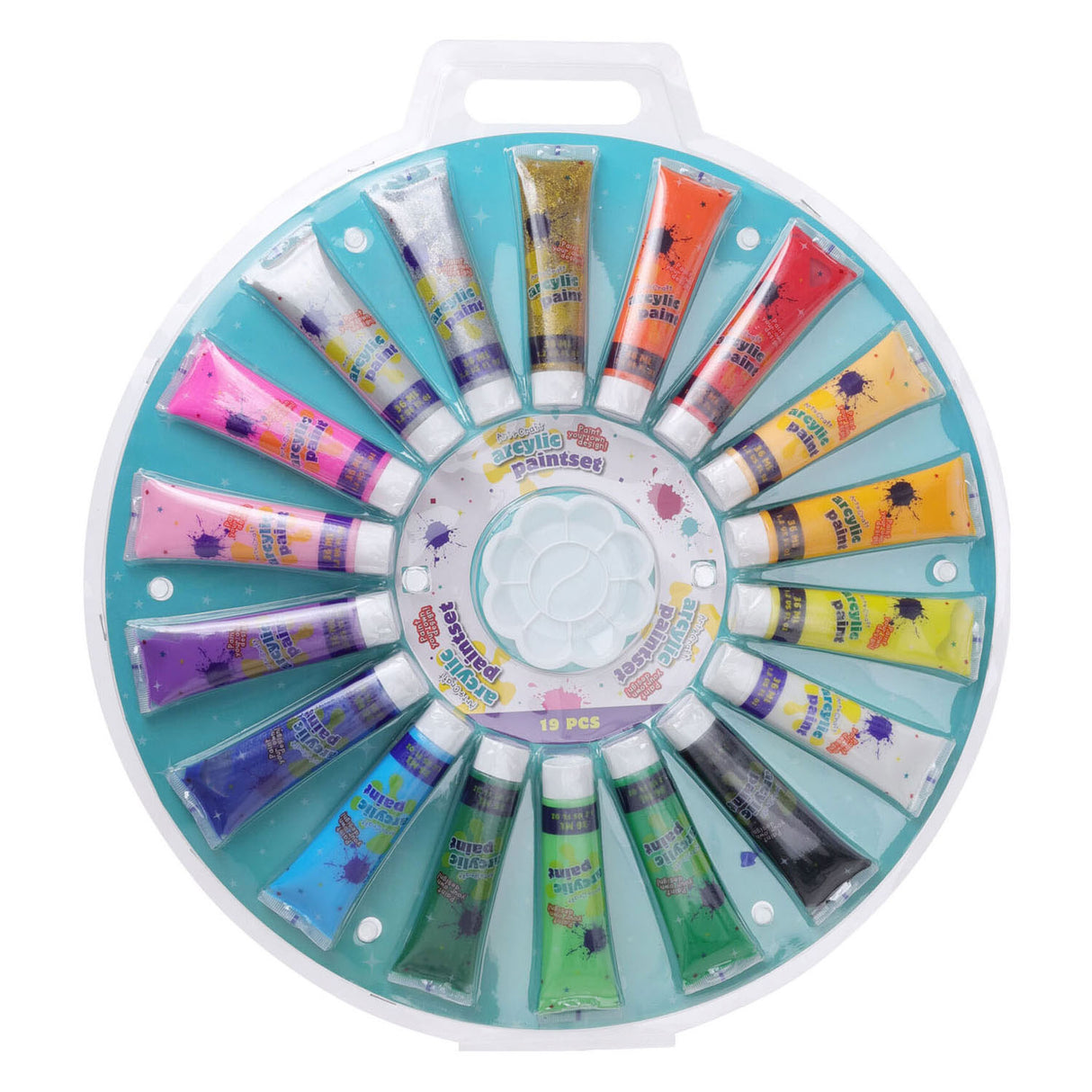 Acrylic paint with pallet set, 18 pcs.