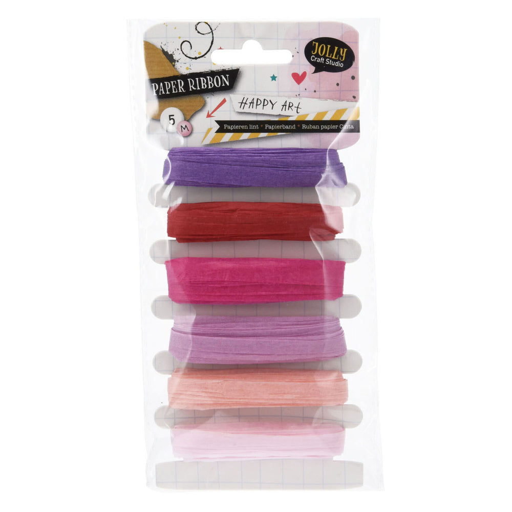 Papieren lint paars en roze tinten, 6x5mtr.