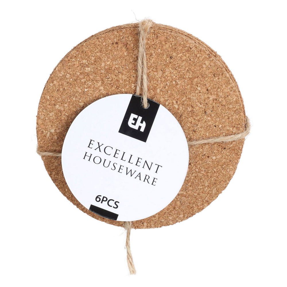 Cork coaster round, 6 pcs.