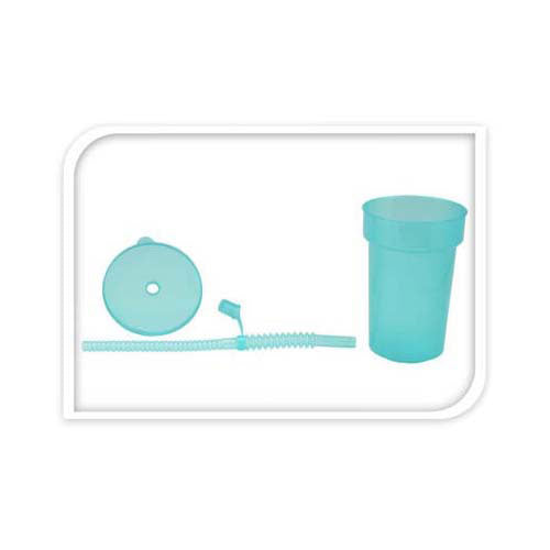 Colored drinking cups with straw, 6 pcs.