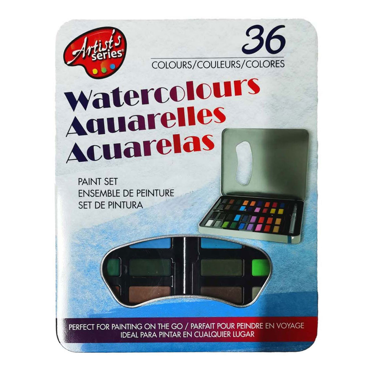 Waterverf set met kwast, 36 kleuren