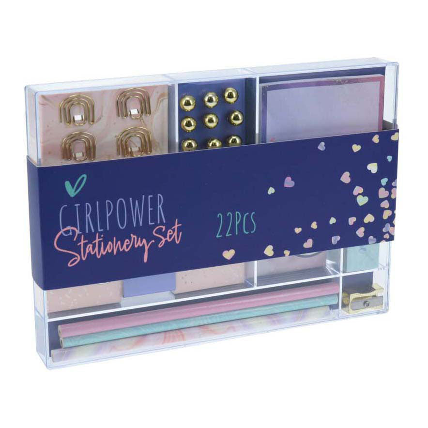 Schrijfwarenset goud paars, 22dlg.