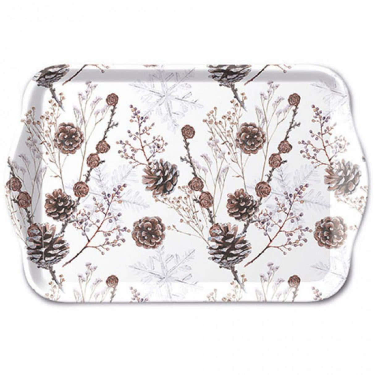 Ambiente tray 13x21cm pine cones wit