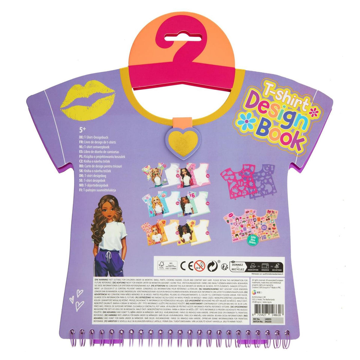 Creative craft group t-shirt ontwerpboek - 20 vellen met stickers sjablonen