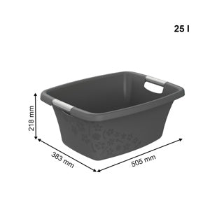 Rotho wasmand 25 liter flowers grey | 2 stuks