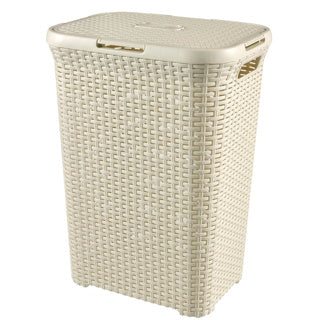 Pojemnik na pranie w stylu Curver 60 l, vintage, biały