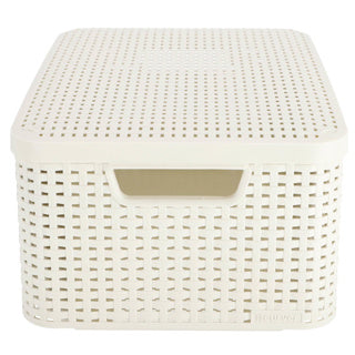 Curver style basket 18l with lid vintage white