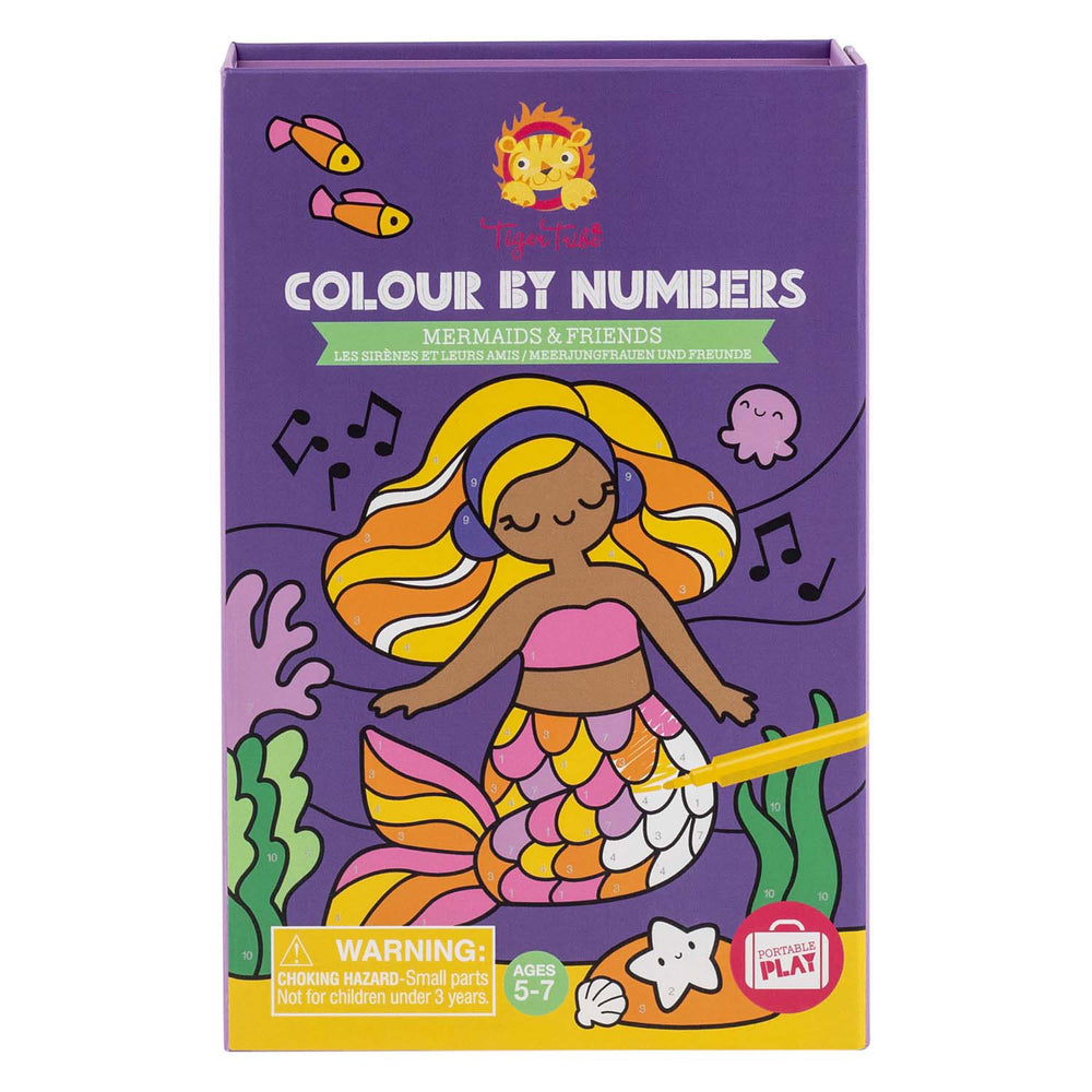 Select color by number - mermaids and friends