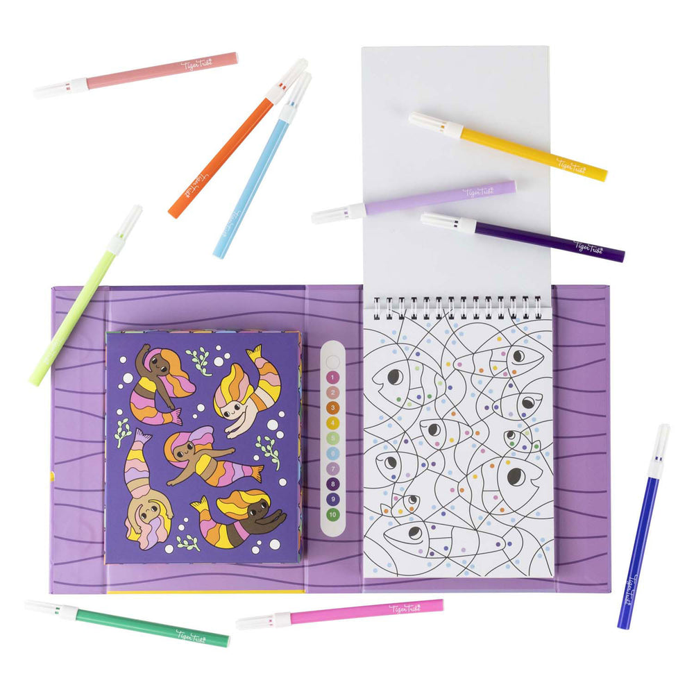 Select color by number - mermaids and friends