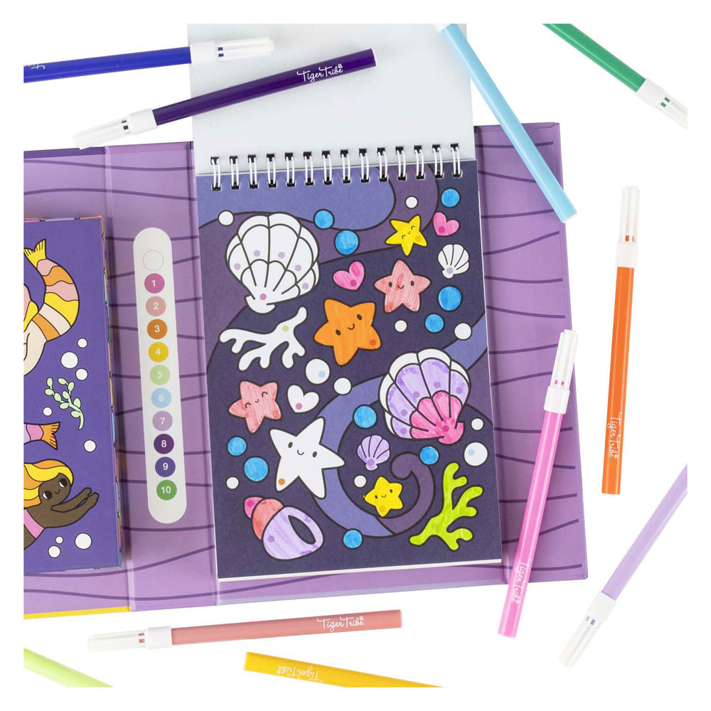 Select color by number - mermaids and friends