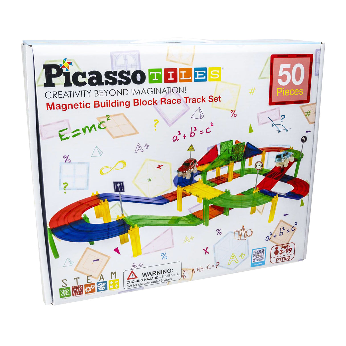 Selecta picassotiles race track - magnetic bouwtiles, 50dlg.