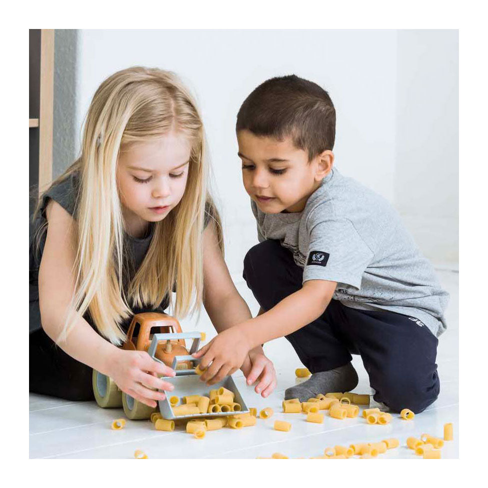 Dantoy tractor with front loader blue orange, 30cm