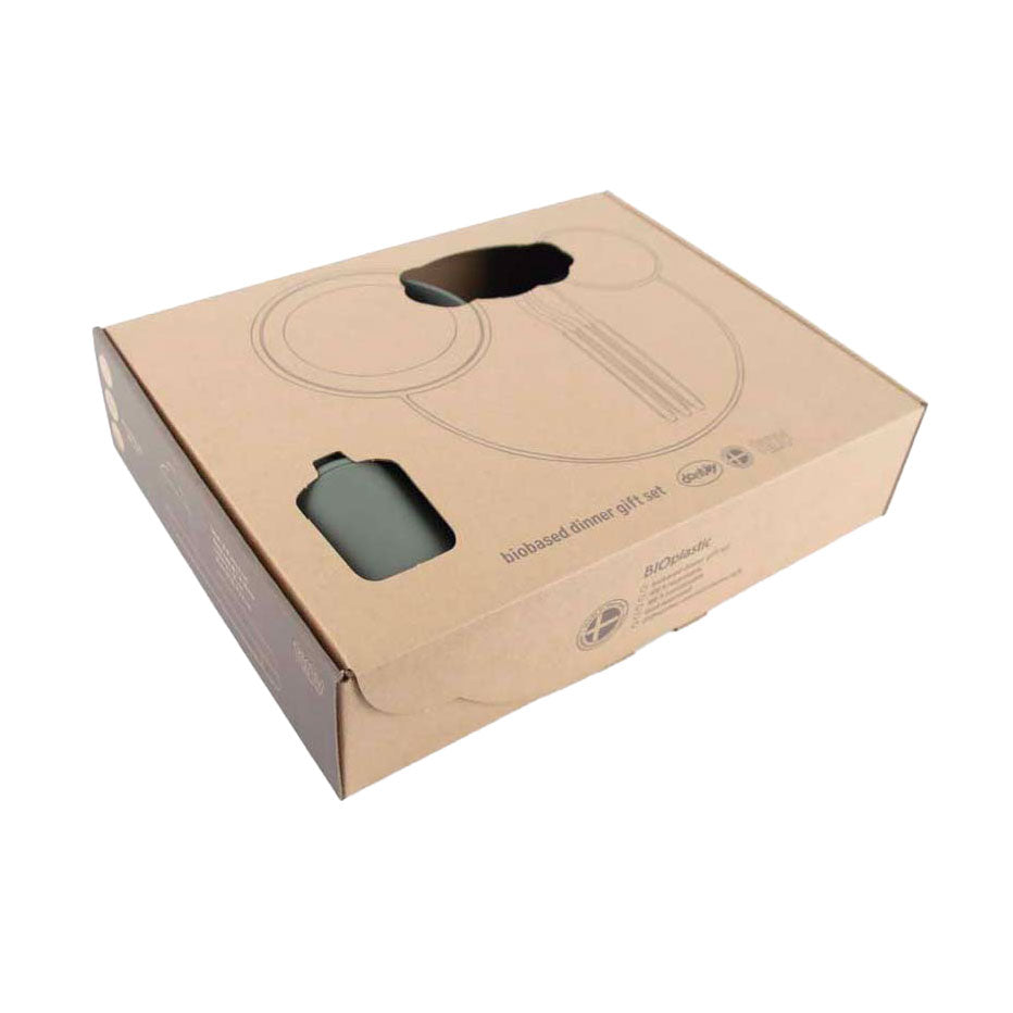 Dantoy children's tableware olive green, 7 pieces.