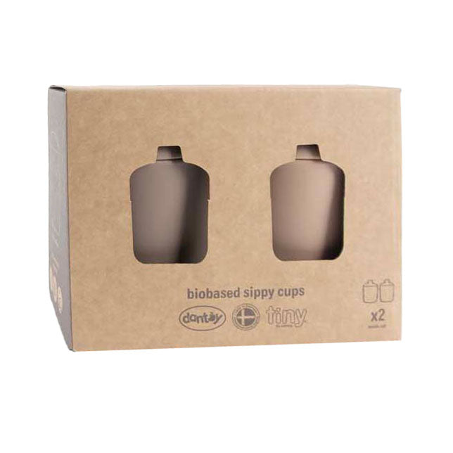 Dantoy anti-spill drinking cups beige mocha, 2-piece.