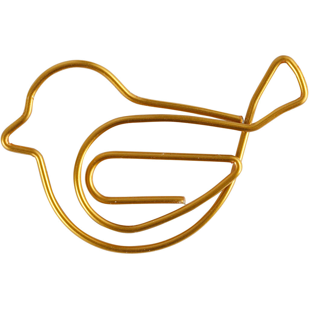 Creativ company clips, bird, size 32x40 mm, gold, 6 pieces 1 box