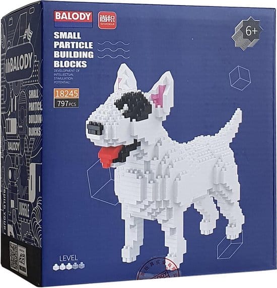 Balody Bull Terrier Dog with Nanoblocks Mini Lego Building Blocks 797 Pieces