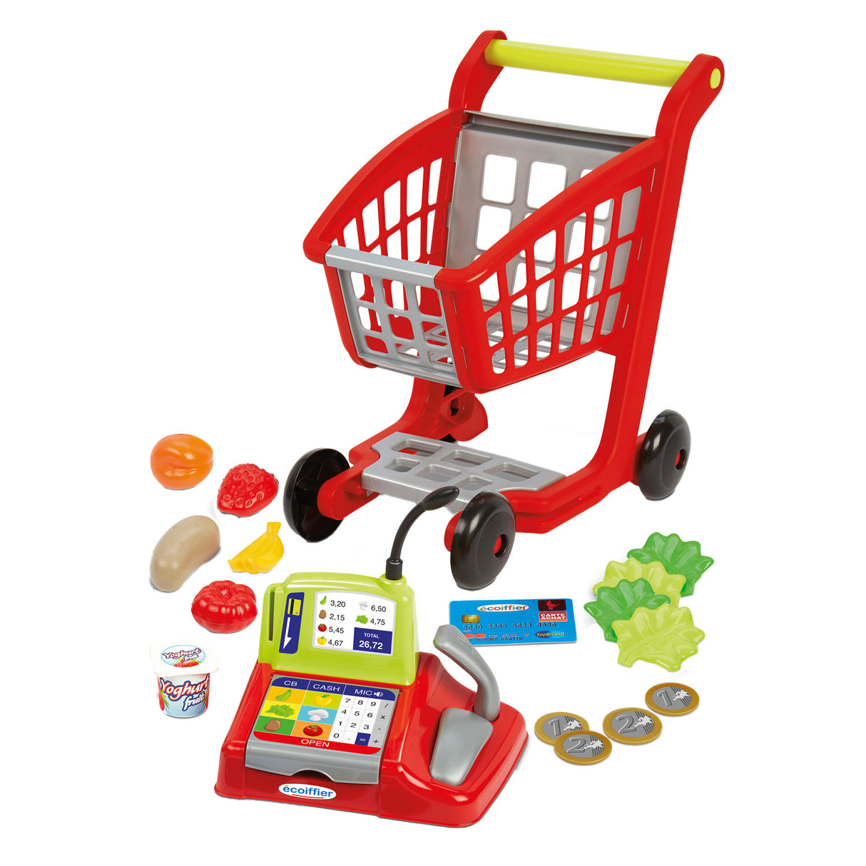 Ecoiffier 100% Shopping Cart Groceries Checkout