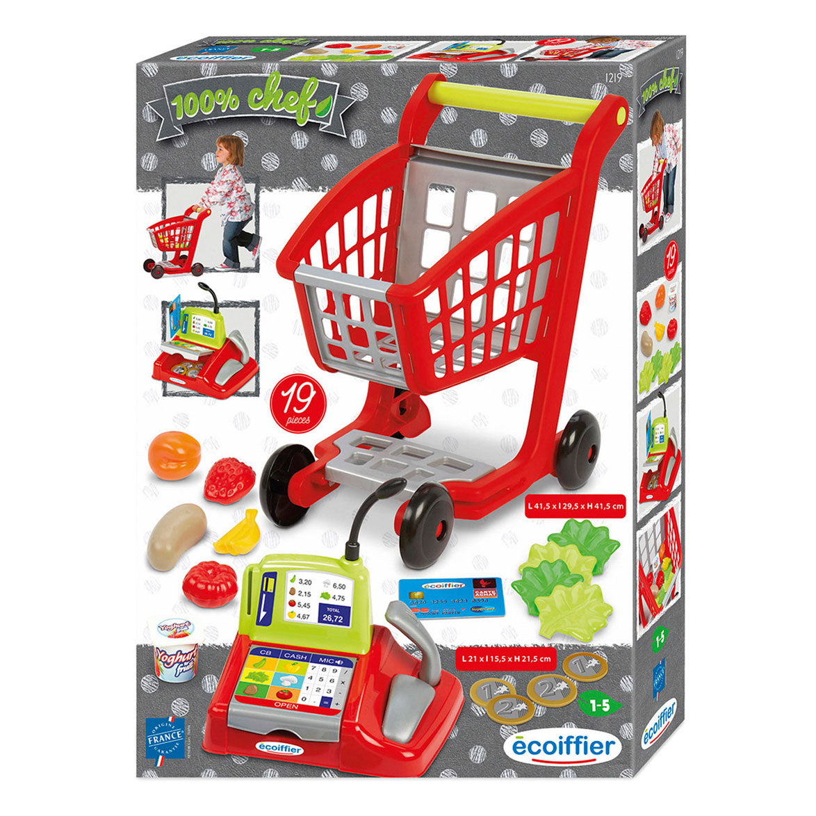 Ecoiffier 100% Shopping Cart Groceries Checkout