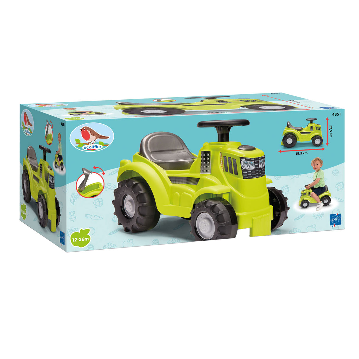 Ecoiffier walking car tractor green