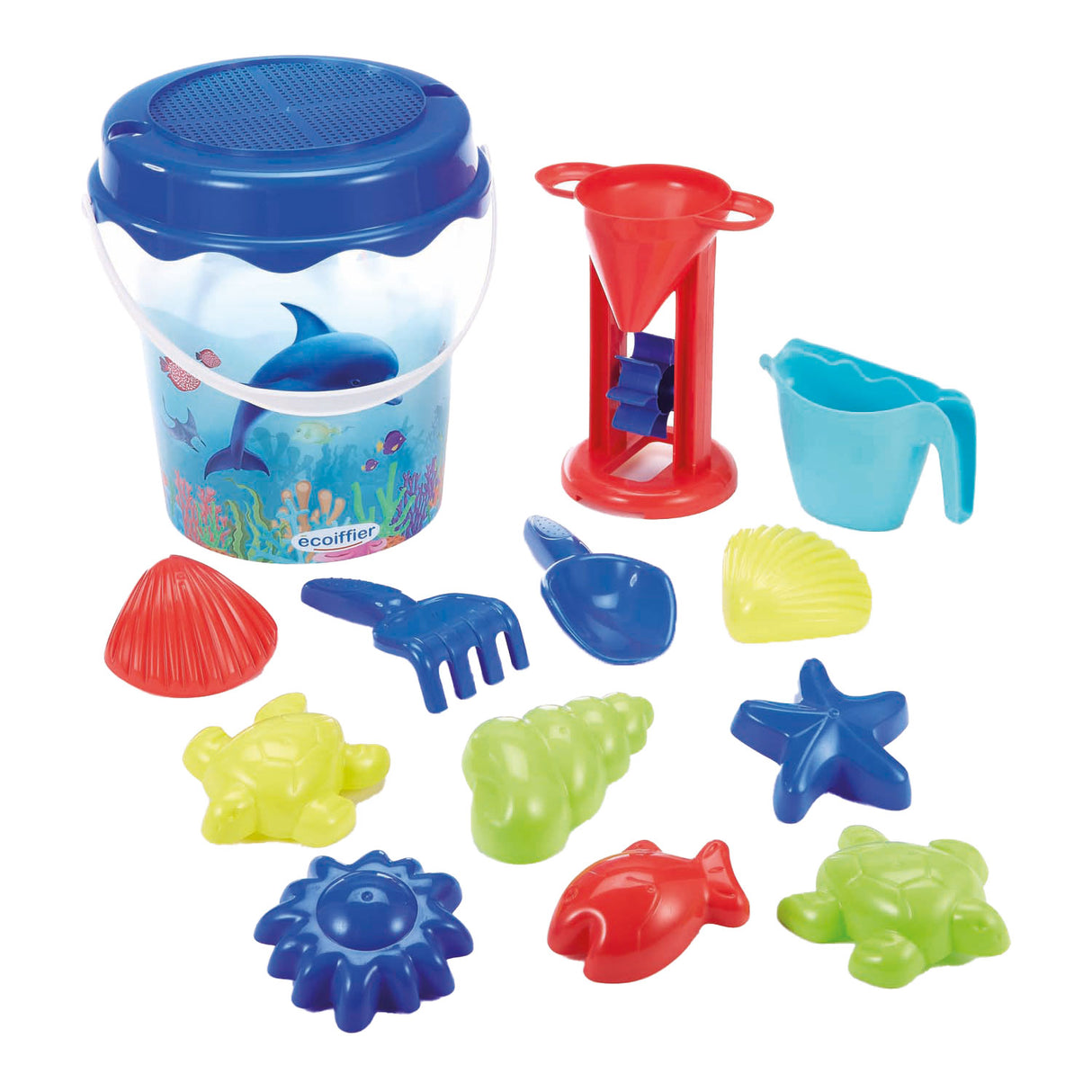Set secchielli Dolphin Ecoiffier con accessori, 12 pz.