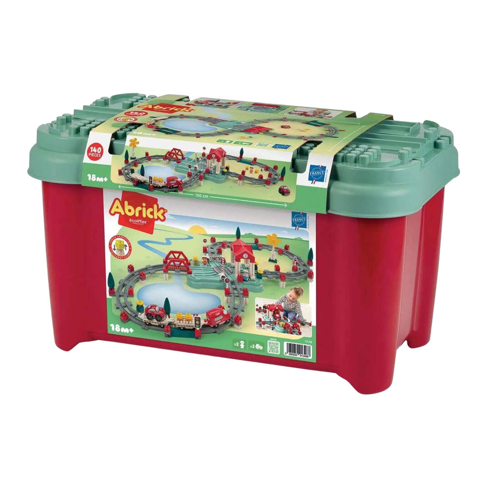 Abrick ecoiffier - building set train track, station and accessories, 140pcs.