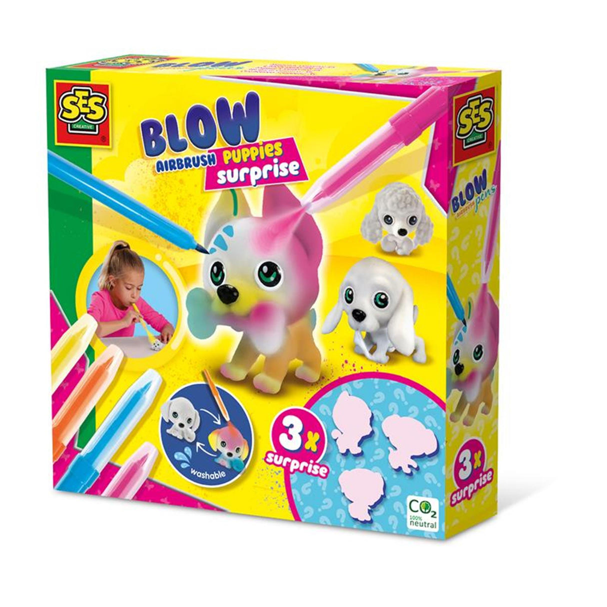 Ses blow airbrush pens - puppies surprise, 3 pcs.