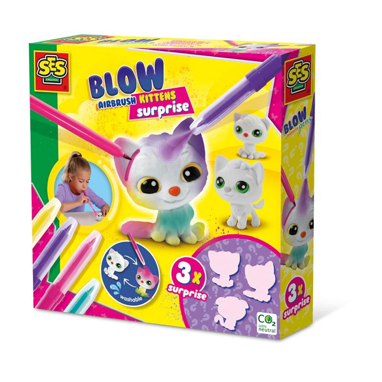 Ses blow airbrush pens - cats surprise, 3 pcs.