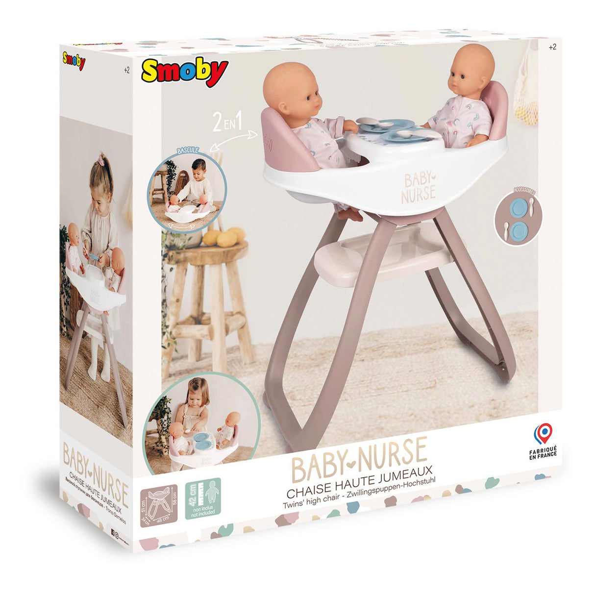 Smoby Baby Nurse Baby Chair For 2 Dolls