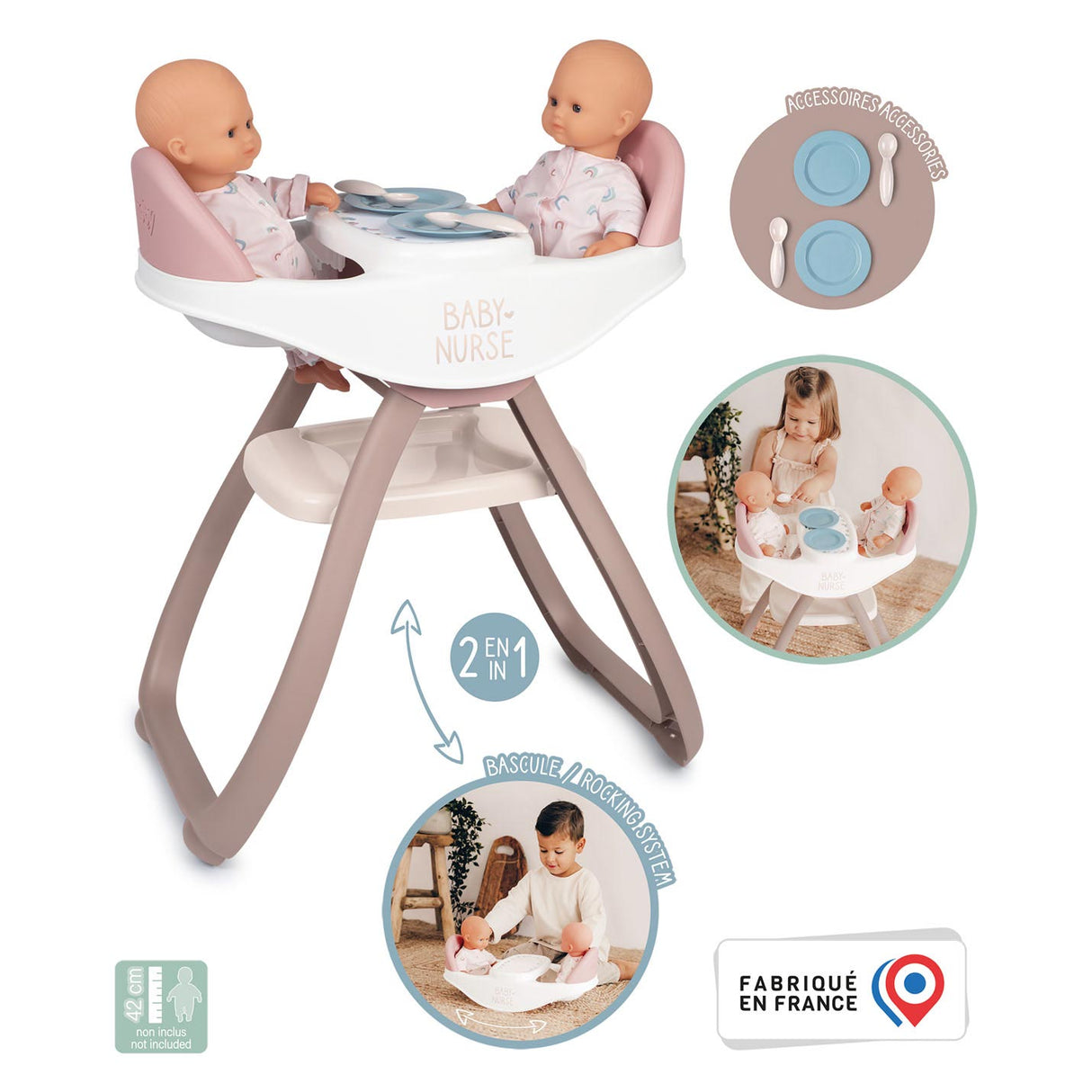 Smoby Baby Nurse Baby Chair For 2 Dolls